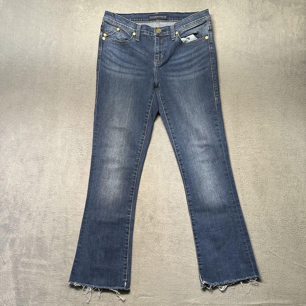 Rock & Republic Jeans Womens 8 Blue Stretch Denim Kasandra Bootcut Mid Rise